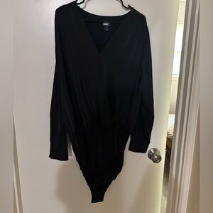 Women’s lands end bodysuit blouse. Black size 16